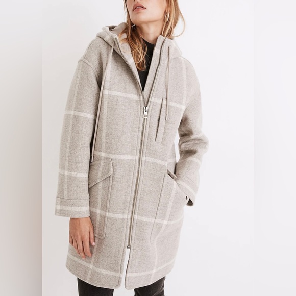 MADEWELL PXL Petite Windowpane Lynnford Coat in Undyed Insuluxe Fabric NB689 - Picture 1 of 8